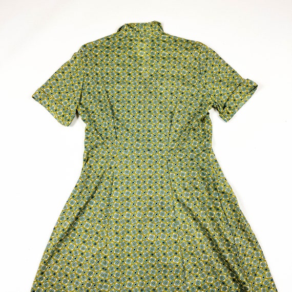1930s / 40s Nylon Jersey Day Dress / Blue and Yel… - image 7