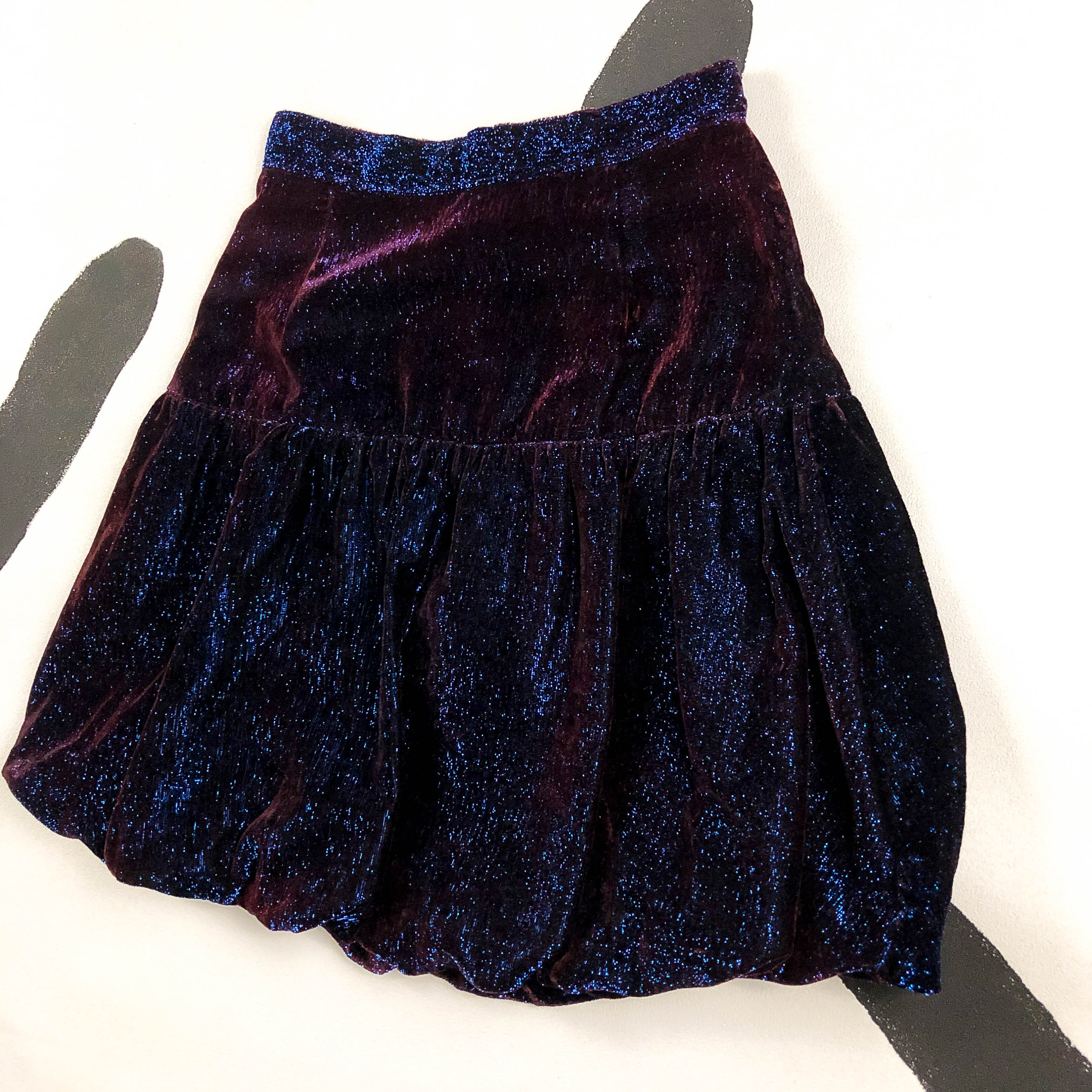 理紗 ※GLITTER EMBROIDERY VELOUR SKIRT Laminated tweed wool mini skirt | Genny