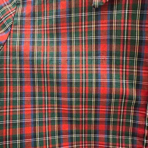 1970s / 1980s Levis Ski Red and Green Plaid Button Down Shirt / Pearl Snap / Medium / Poly Cotton / Classic Western / Disco / Juniors / image 3