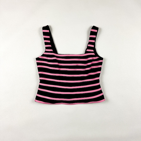 y2k JS Collections Pink and Black Fitted Tank Top… - image 1