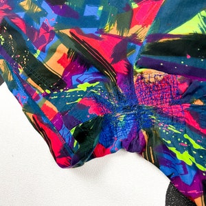 90s Nike Abstract Print Swim Trunks / Brush Stroke / 80s / Bright / Geometric Print / Saved By The Bell / Thailand / Mens / XL / image 4