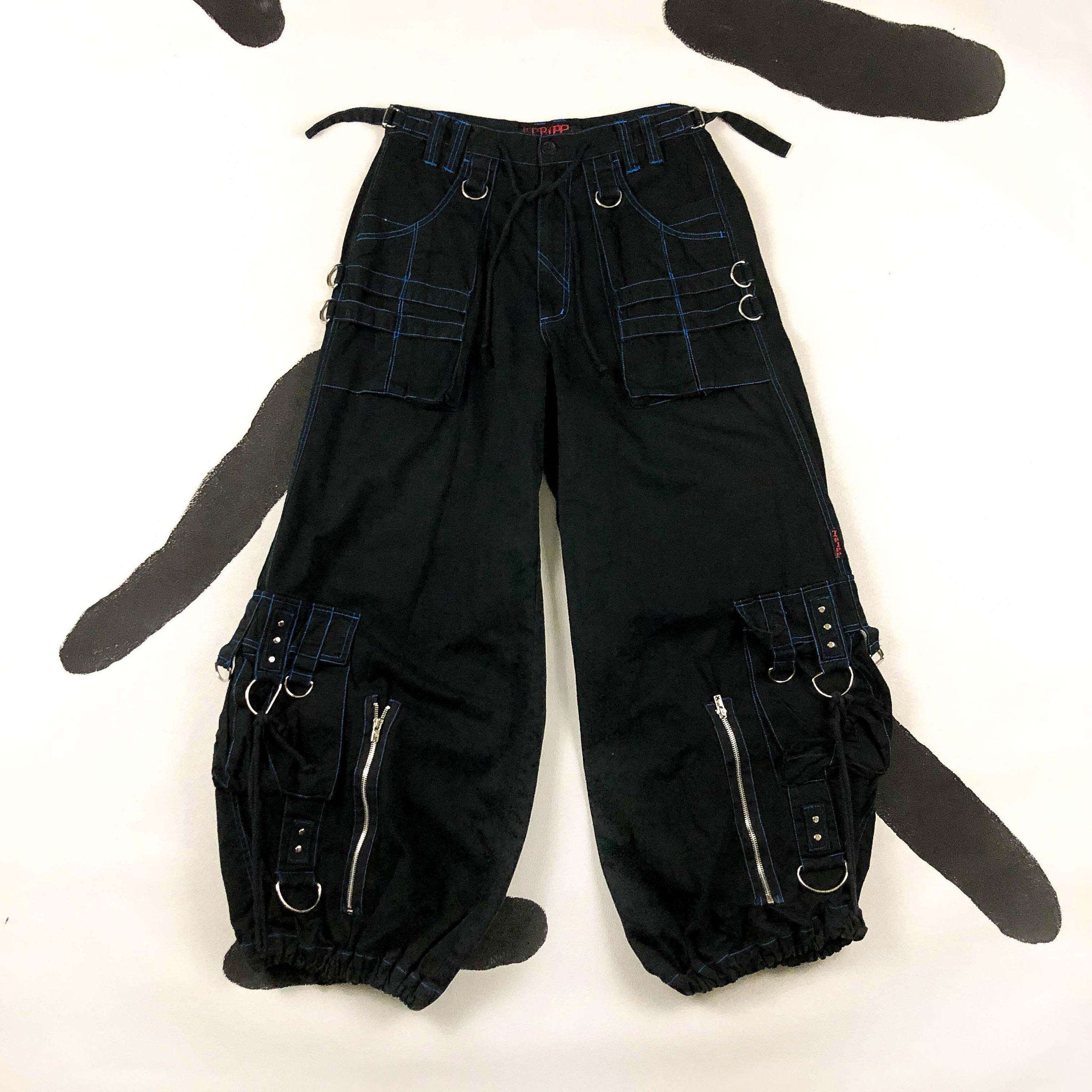 90s Tripp Nyc Huge Baggy Raver Pants / Bondage / Black With - Etsy