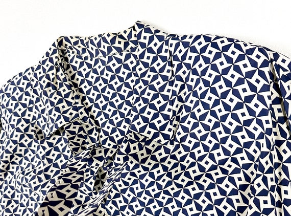 1940s Blue and White Star Print Cold Rayon Day Dr… - image 3