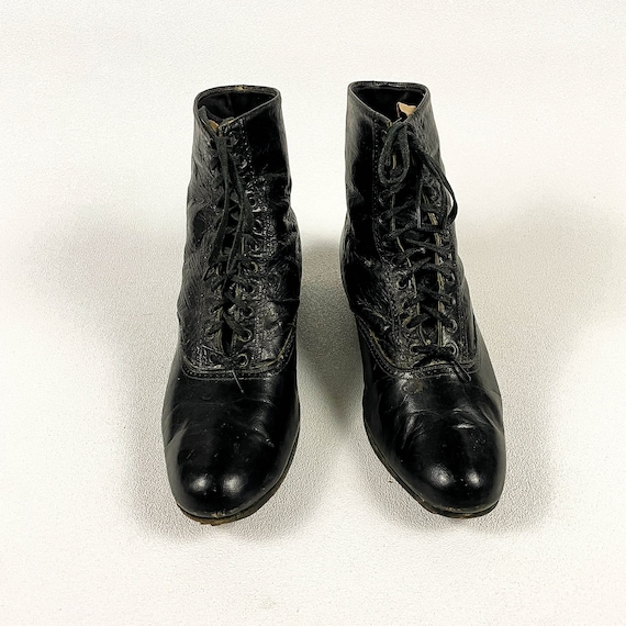 Victorian Antique Black Leather Boots / Booties /… - image 3