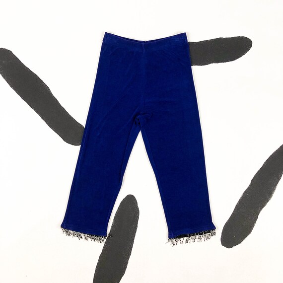 90s Dark Blue Stretchy Beaded Capri 