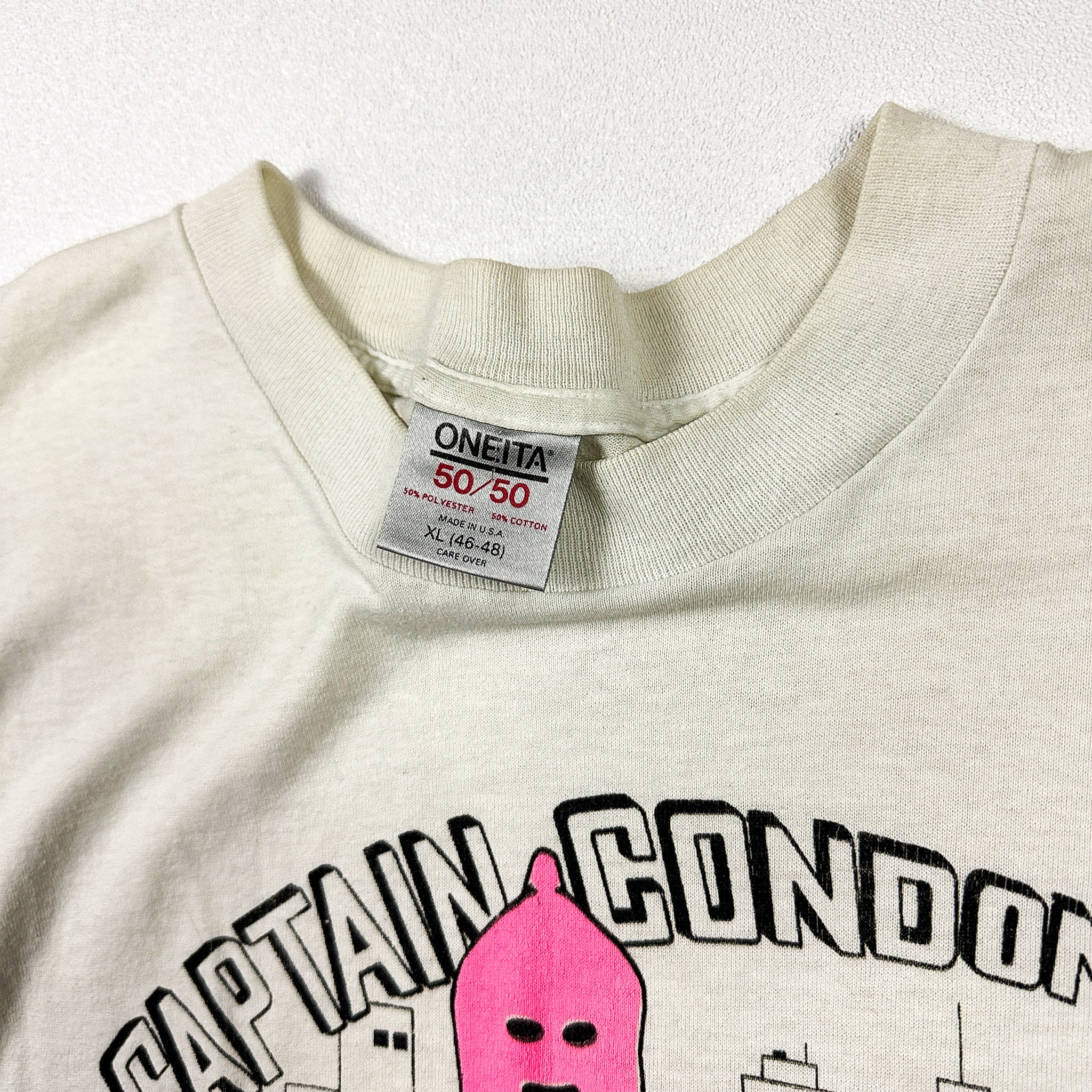 1990s Captian Condom Novelty T Shirt / 5050 / Oneita Tag / XL
