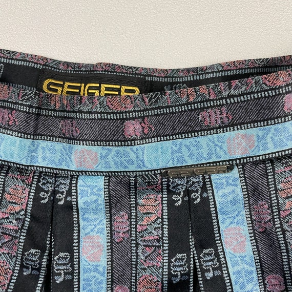 80s Geiger Striped Floral Circle Skirt / Pastel /… - image 3