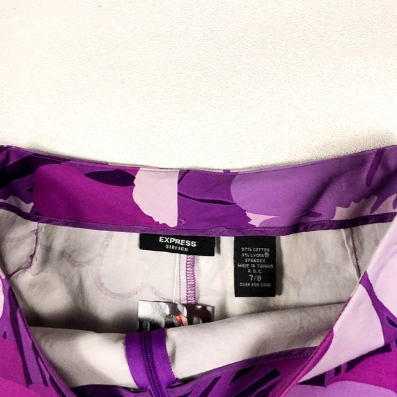 90s Express Purple Floral Capri Pants  / Cropped … - image 3