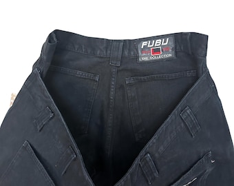 Y2k FUBU the Collection Double Butt Pocket Baggy Black Jeans