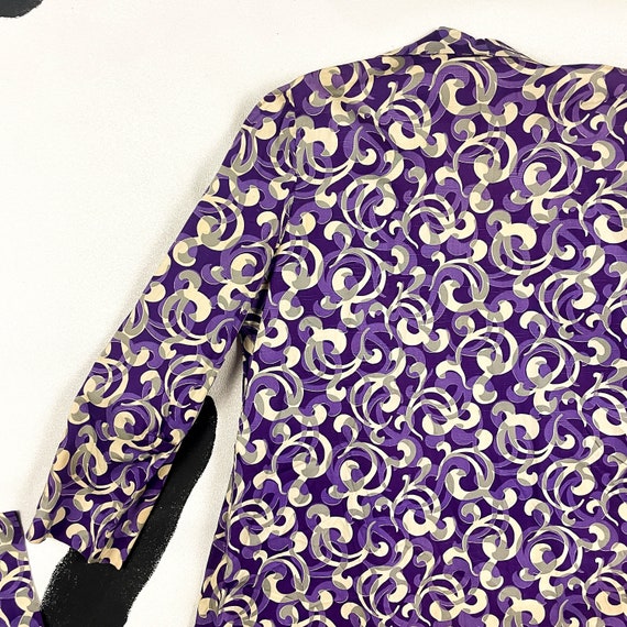 1920s Art Deco Cotton Swirl Print Robe / Purple a… - image 9