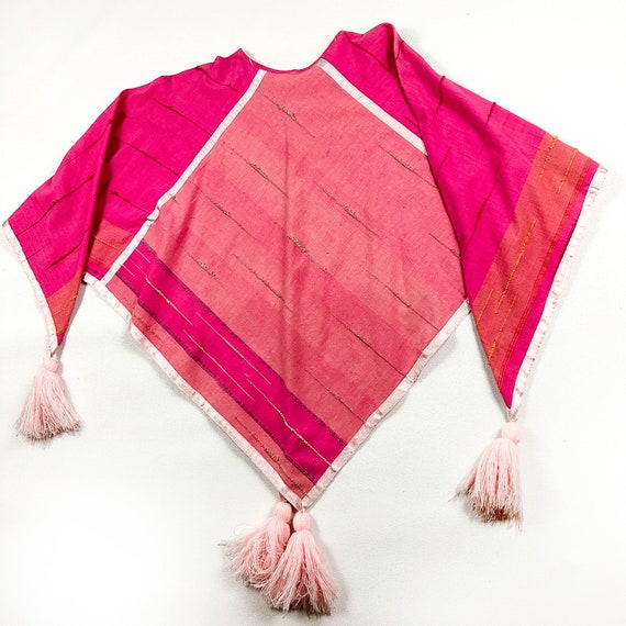 1980s Pink Tassel Cape / Cotton Candy / Oversize … - image 5