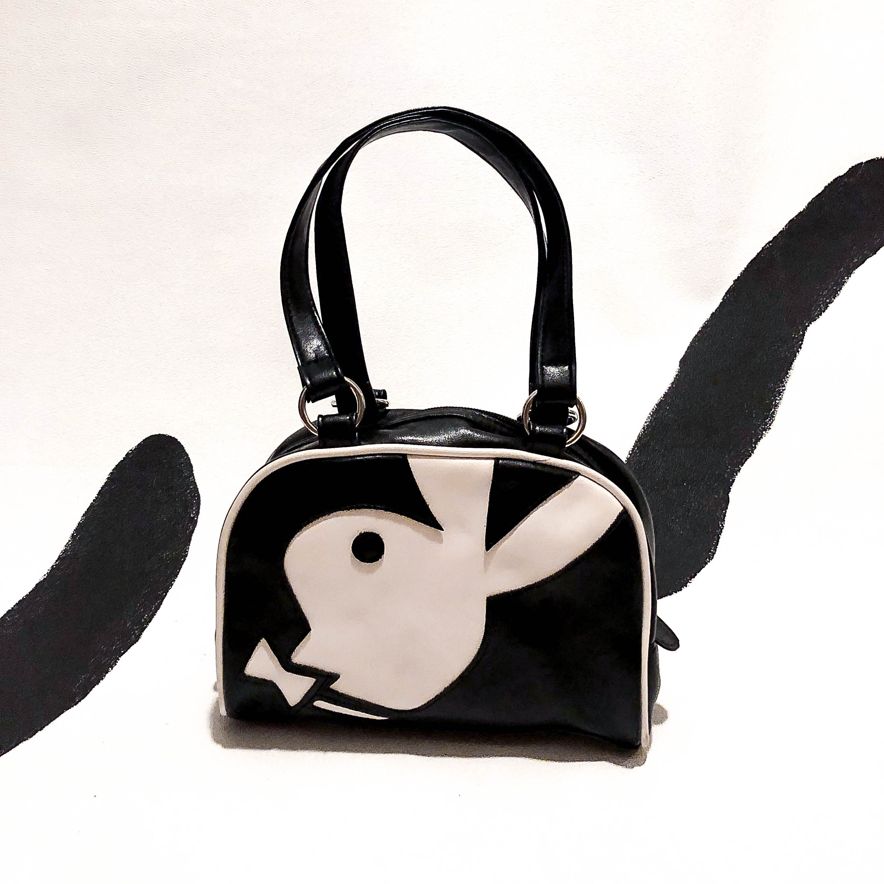 Handbag / Bunny Kid Leather White / / Cyber Delias Bowling 90s Club Playboy and / Bag / / Vinyl 00s Mini - Purse Black / Logo Etsy Faux / Y2K / /