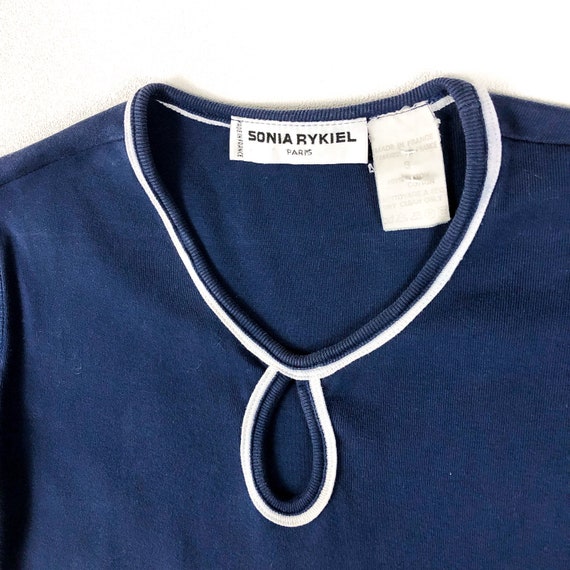 1990s Sonya Rykiel Navy Blue and White Cotton Max… - image 3