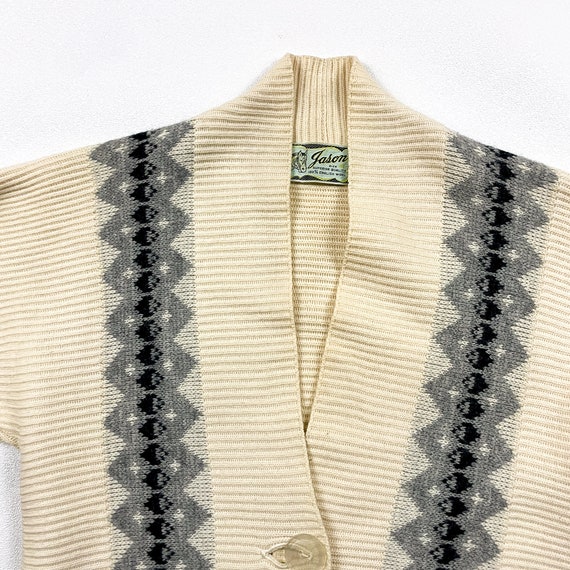 1940s Jason Argyle Stripe Cardigan Sweater / Wool… - image 5