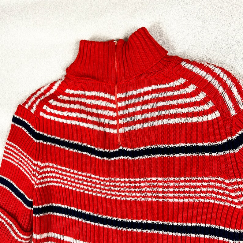 1970s Holiday Christmas Sweater / Turtleneck / Illusion Short Sleeves / Tromp L'oiel / Knit Belt / Optical Illusion / Kitschy / 70s / Santa image 7