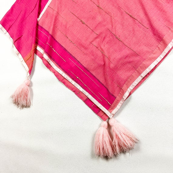 1980s Pink Tassel Cape / Cotton Candy / Oversize … - image 2