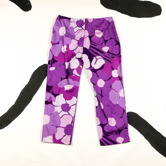 90s Express Purple Floral Capri Pants  / Cropped … - image 5