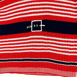 1970s Holiday Christmas Sweater / Turtleneck / Illusion Short Sleeves / Tromp L'oiel / Knit Belt / Optical Illusion / Kitschy / 70s / Santa image 3