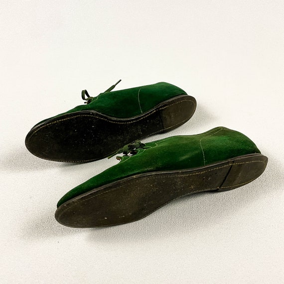 1940s Golo Of Dunmore Emerald Green Suede Hidden … - image 7