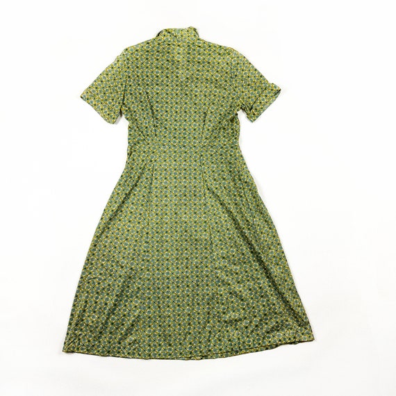 1930s / 40s Nylon Jersey Day Dress / Blue and Yel… - image 6