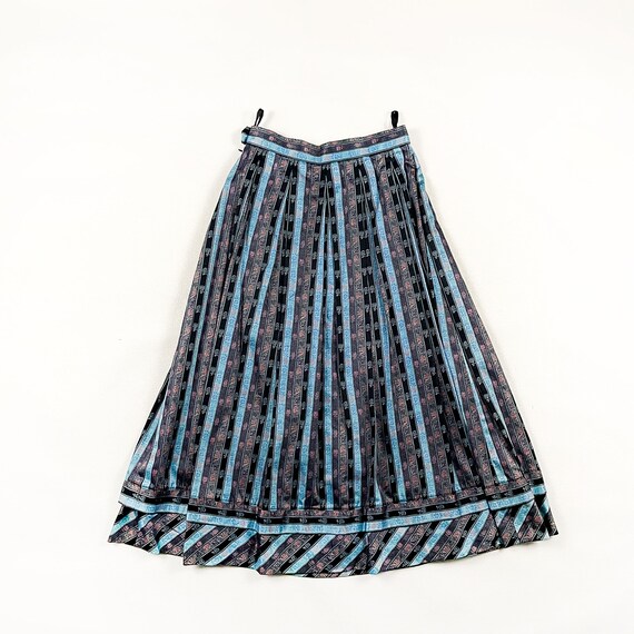 80s Geiger Striped Floral Circle Skirt / Pastel /… - image 10
