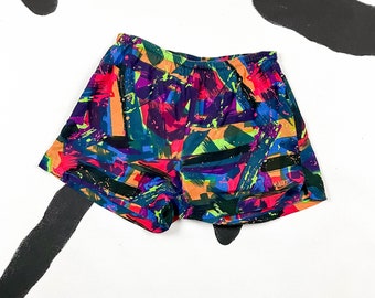 90s Nike Abstract Print Swim Trunks / Brush Stroke / 80s / Bright / Geometric Print / Saved By The Bell / Thailand / Mens / XL /