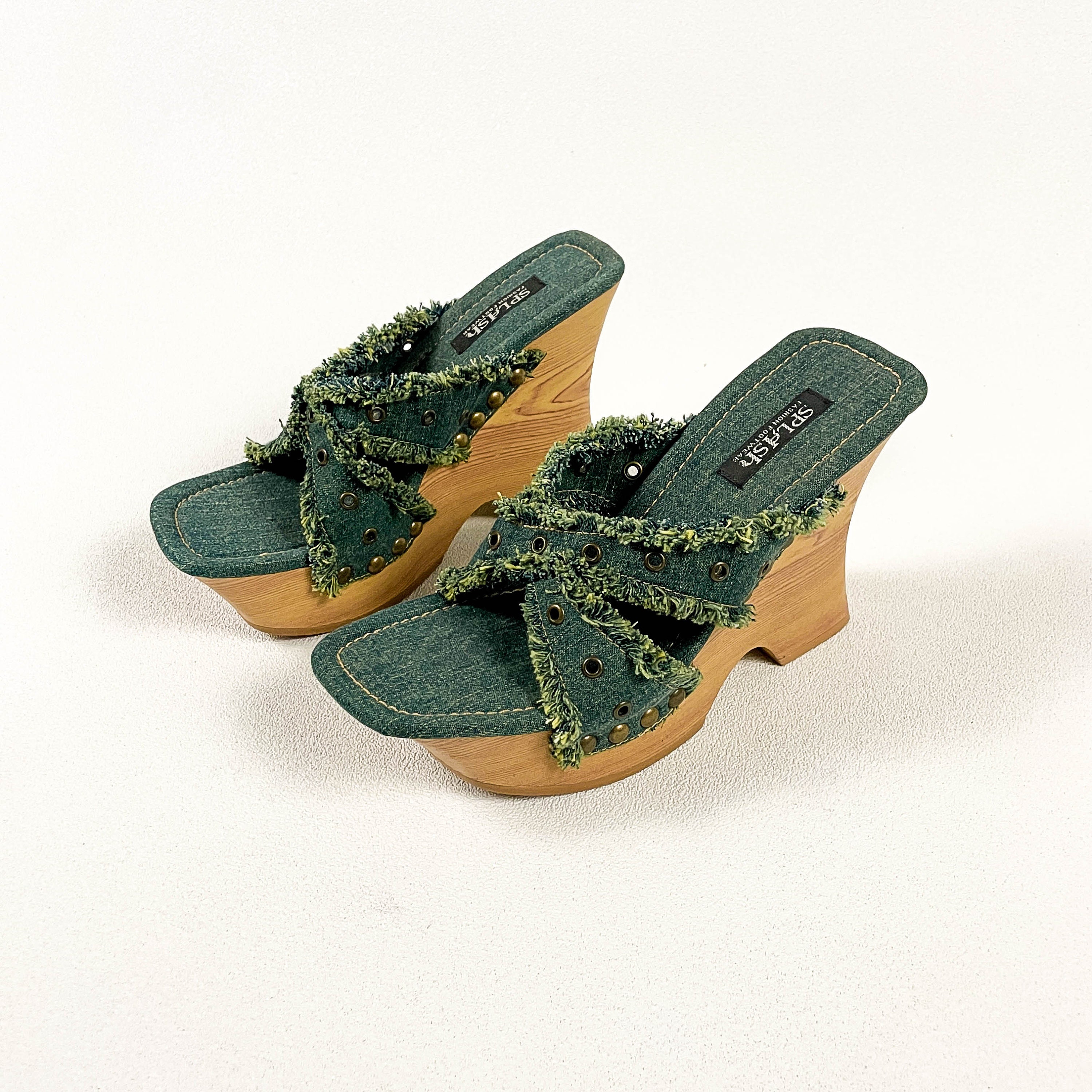 denim platform sandals