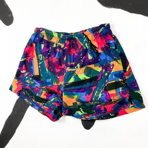90s Nike Abstract Print Swim Trunks / Brush Stroke / 80s / Bright / Geometric Print / Saved By The Bell / Thailand / Mens / XL / image 2