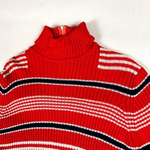 1970s Holiday Christmas Sweater / Turtleneck / Illusion Short Sleeves / Tromp L'oiel / Knit Belt / Optical Illusion / Kitschy / 70s / Santa image 4