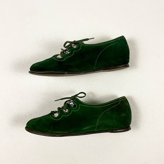 1940s Golo Of Dunmore Emerald Green Suede Hidden … - image 1