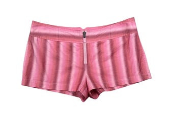Short rose vif à rayures dégradées Y2K / Short butin / Fermeture éclair sur le devant / Taille Small / Barbe à papa / Cyber / Rave / Plage / S /