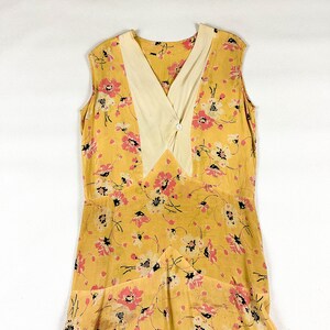 1920s Pink and Yellow Silk Floral Day Dress / Flapper Dress / Allover Print / Lawn Dress / Sheer / Antique Textiles / Small / S / Gatsby image 2