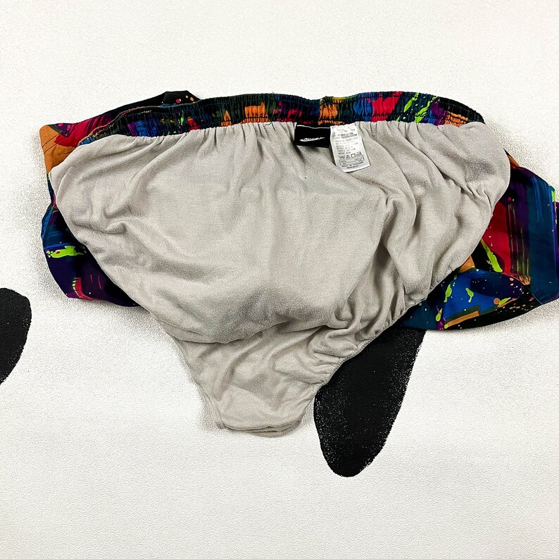 90s Nike Abstract Print Swim Trunks / Brush Stroke / 80s / Bright / Geometric Print / Saved By The Bell / Thailand / Mens / XL / image 7