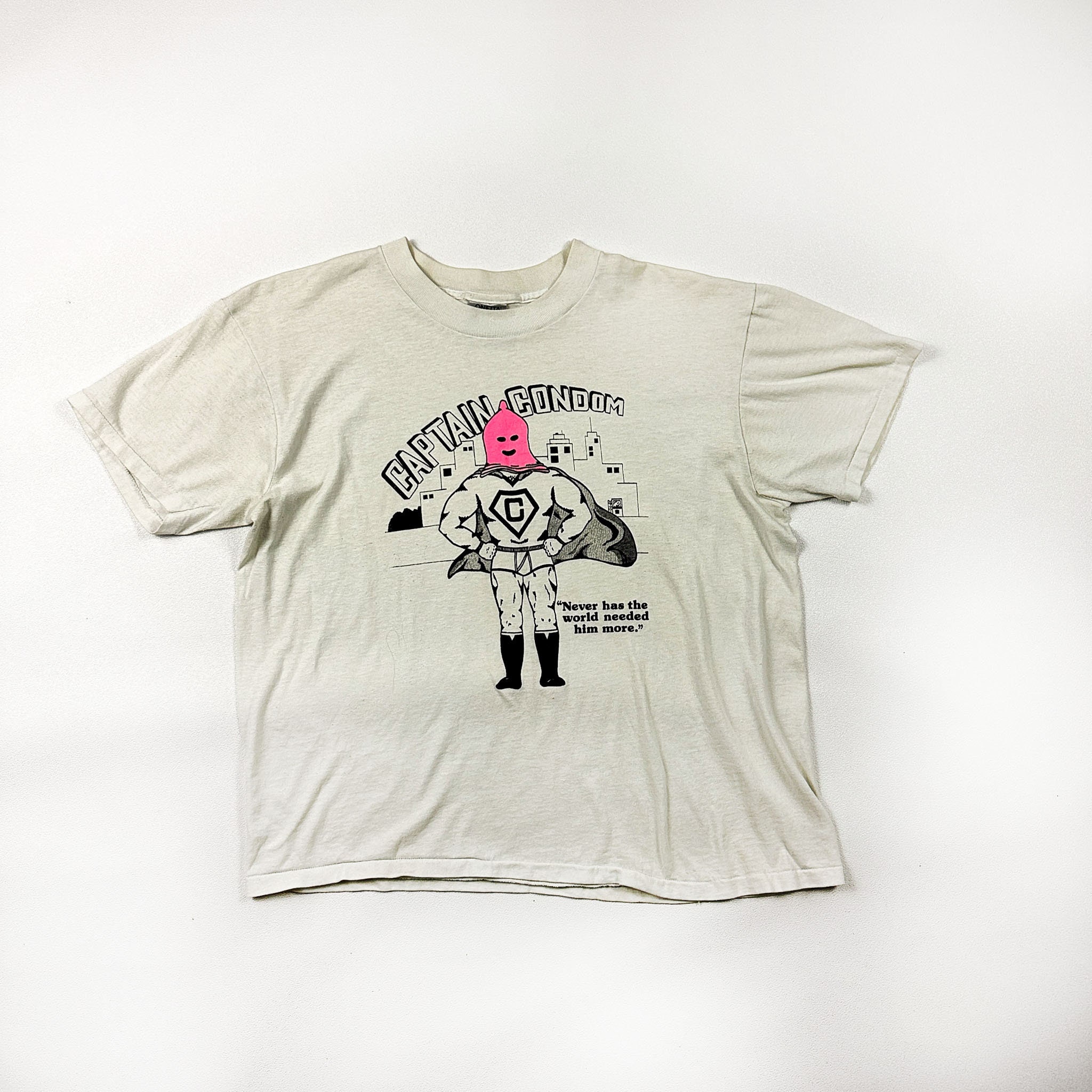 1990s Captian Condom Novelty T Shirt / 5050 / Oneita Tag / XL
