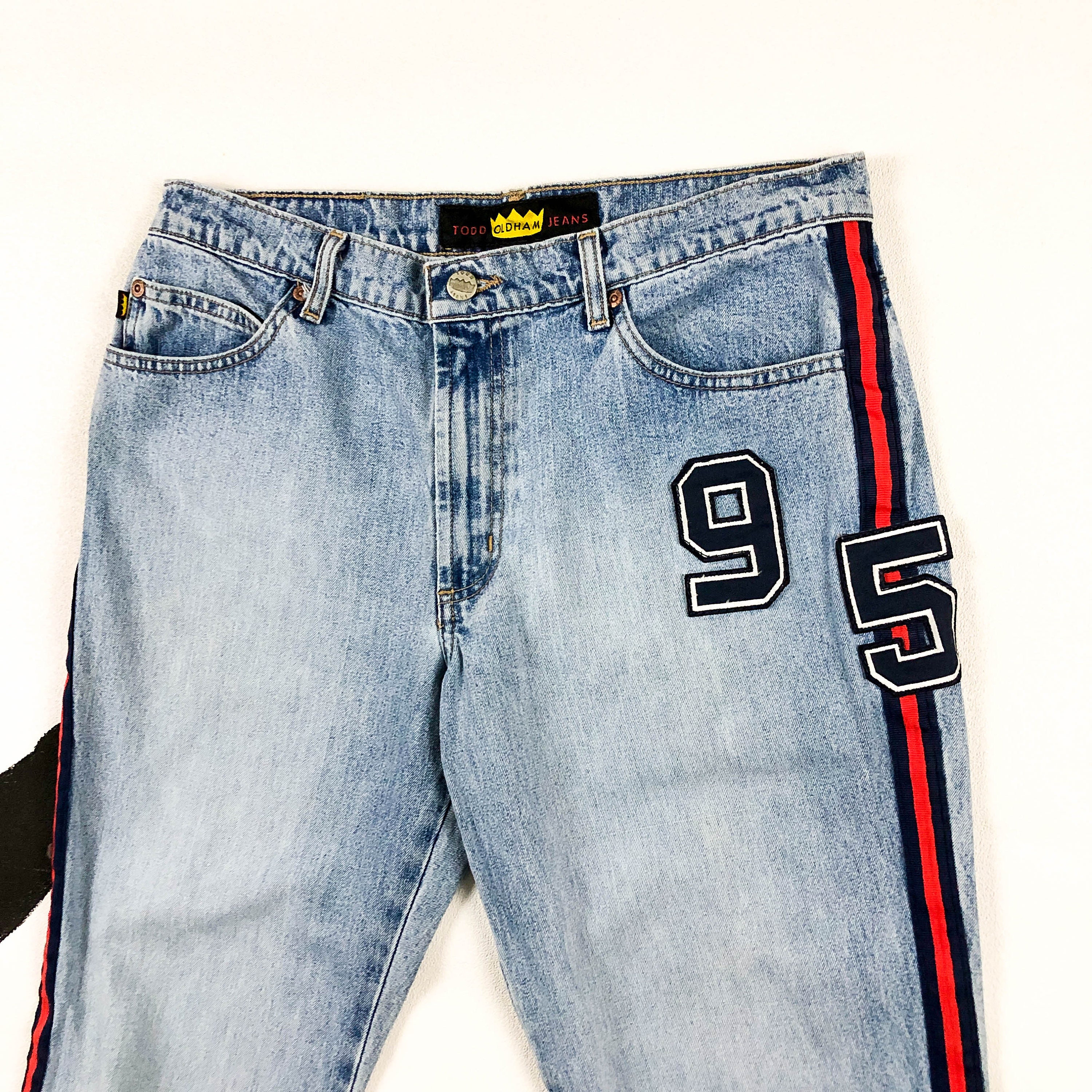 90s Todd Oldham Jeans Light Wash Denim Racing Stripe Flares / | Etsy