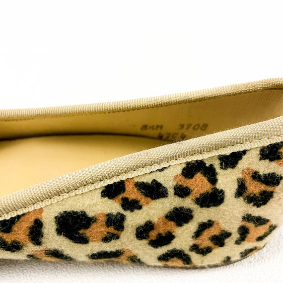 1950s Leopard Print Fuzzy Flocked Flats / Size 8.… - image 7