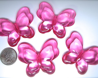 10 Pink 12mm Crystal Butterfly Beads Pink Butterfly Bead FREE SHIPPING to Canada