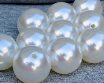 Big Pearls, 6 Huge Pearls, IVORY WHITE Pearls, 6 Faux Pearls, SIX Huge Round Imitation Pearls 30mm Bubblegum Beads, Faux Pearls for Jewelry