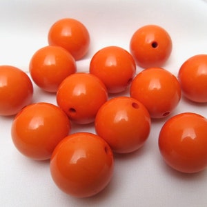 22mm Gum Ball Beads, 12 Chunky Beads, ORANGE rounds, 22mm, Halloween Orange Bubblegum Beads, Halloween Beads, Chunky Orange Beads