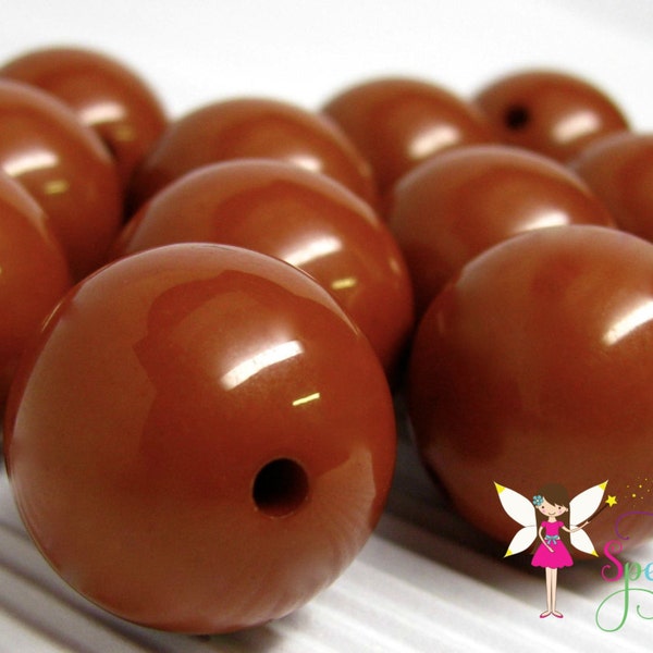 22mm Gum Ball Beads, 12 SADDLE BROWN Chunky Beads, 22mm Rounds, Brown Chunky Beads, Brown Bubblegum Beads, Brown Beads