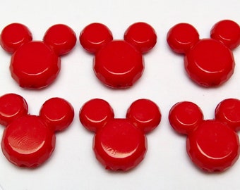 RED Mickey Mouse Beads, 2 to 12 Count, Bubblegum Beads Red OPAQUE Faceted Acrylic Mickey Beads, 34mm x 37mm, Low Shipping, Best Deal!