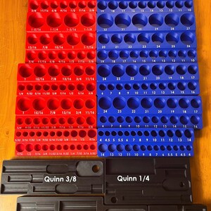 QUINN Master Socket Set Organizers, Magnetic Base (Chrome-Sized), Metric/SAE Shallow/Deep