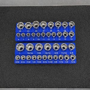 Shallow Metric/SAE 3/8" Drive Socket Organizer w/ Magnetic Base - 3D Printed Trays