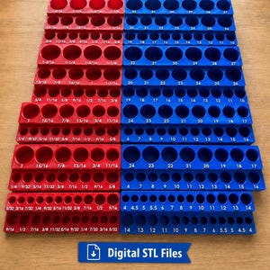 Digitala utskriftsfiler för Quinn Master Set CHROME-hylshållarorganisatörer, metriska/SAE, grunda/djupa brickor