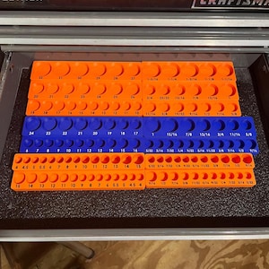 Quinn Shallow Set Metric/SAE Socket Organizers w/ Magnetic Base – 1/4", 3/8", 1/2" Drives - 3D Printed Trays