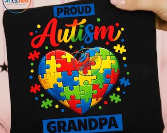 Abuelo con autismo, rompecabezas de corazón para el Día de la Concientización sobre el Autismo (PNG): Abuelo con autismo, rompecabezas de corazón (descarga digital)