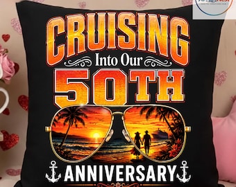 Vintage Cruising Into Our 50th Anniversary 50 Years Together PNG: Retro Couple Celebration Art (Digital Download)