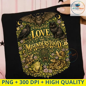 Love The Misunderstood Bat Raven Cat Snake Spider Moth Frog PNG: Gothic Animal Lover PNG Nature Wildlife png (Digital Download)