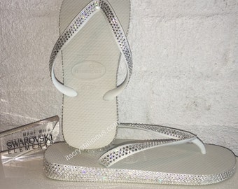 Thick Strap Havaianas Covered with SWAROVSKI Crystal Bling Flip Flops.