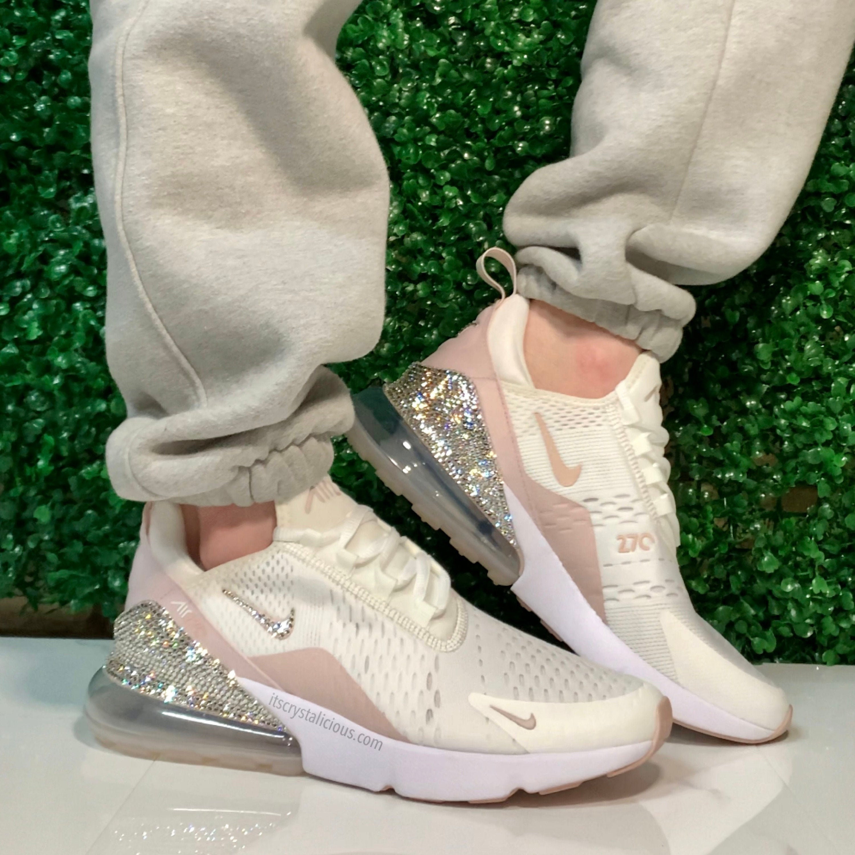 Genuine Bling Nike Air Max 270 White/Pink Oxford embellished | Etsy